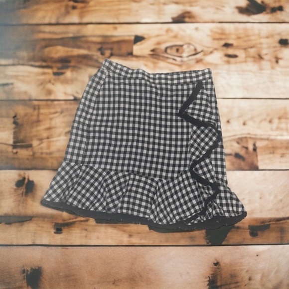 - - Aqua Buffalo check ruffled skirt - Picture 1 of 2